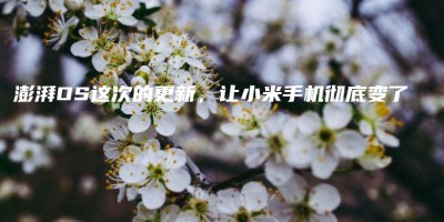 澎湃OS这次的更新,让小米手机彻底变了 澎湃OS这次的更新,让小米手机彻底变了