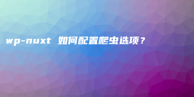 wp-nuxt 如何配置爬虫选项? wp-nuxt 如何配置爬虫选项?