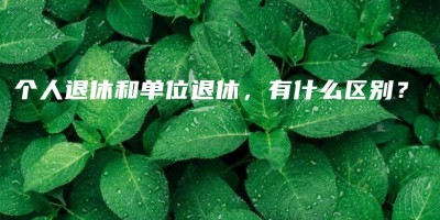 个人退休和单位退休,有什么区别? 个人退休和单位退休,有什么区别?