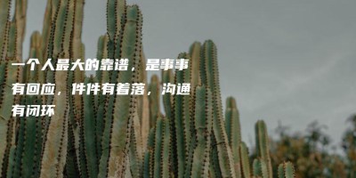 一个人最大的靠谱,是事事有回应,件件有着落,沟通有闭环 一个人最大的靠谱,是事事有回应,件件有着落,沟通有闭环