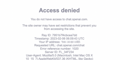 使用ChatGPT Access denied，Error reference number: 1020问题
