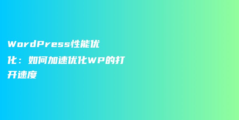 WordPress性能优化：如何加速优化WP的打开速度插图
