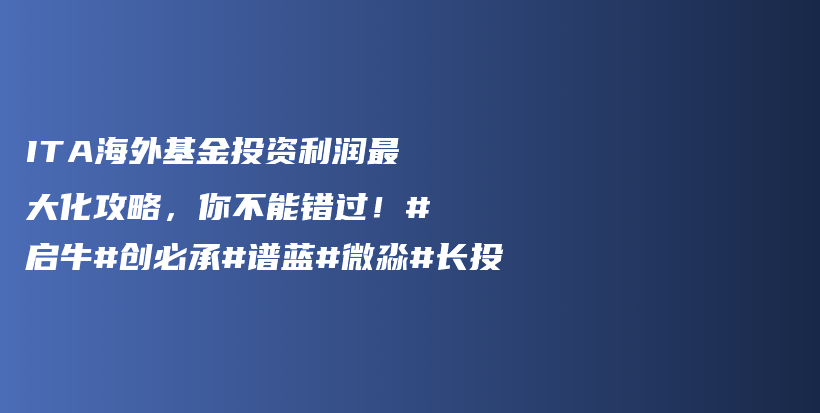 ITA海外基金投资利润最大化攻略，你不能错过！#启牛#创必承#谱蓝#微淼#长投插图