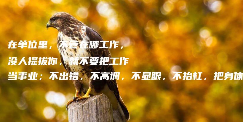 在单位里，不管在哪工作，没人提拔你，就不要把工作当事业；不出错，不高调，不显眼，不抬杠，把身体搞好，家庭和睦，这才是你真正的人生插图