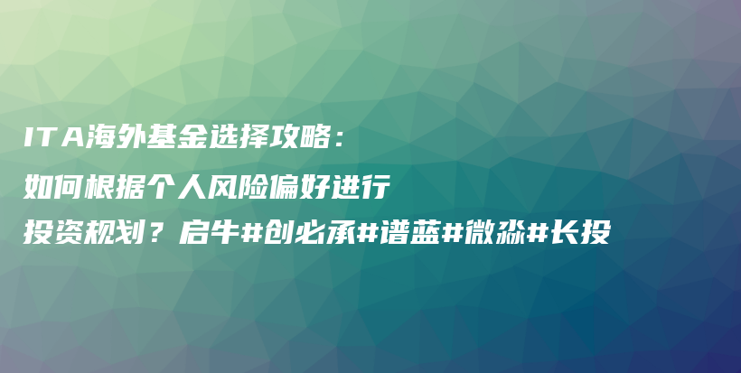 ITA海外基金选择攻略：如何根据个人风险偏好进行投资规划？启牛#创必承#谱蓝#微淼#长投插图