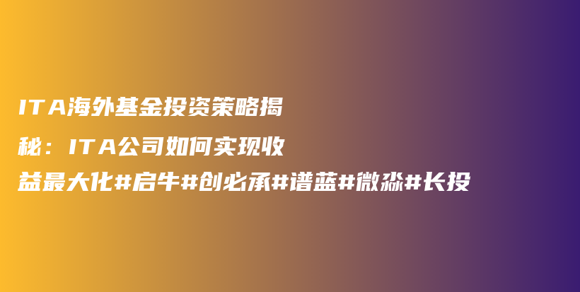 ITA海外基金投资策略揭秘：ITA公司如何实现收益最大化#启牛#创必承#谱蓝#微淼#长投插图