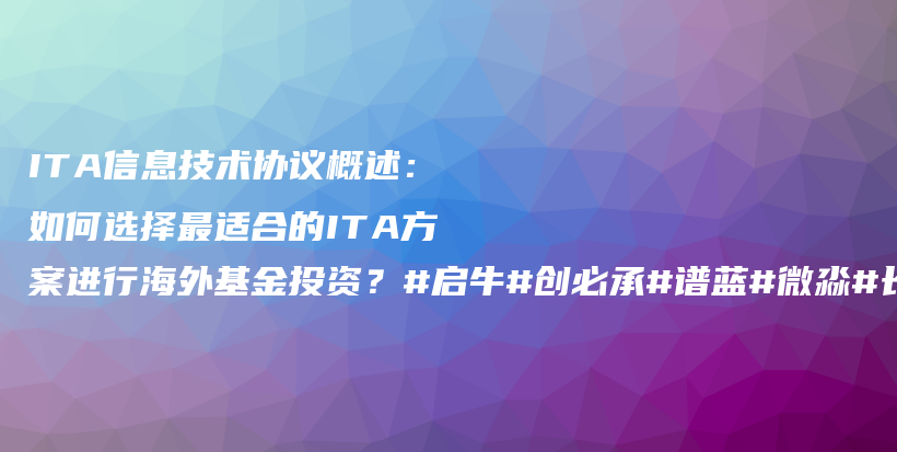 ITA信息技术协议概述：如何选择最适合的ITA方案进行海外基金投资？#启牛#创必承#谱蓝#微淼#长投插图