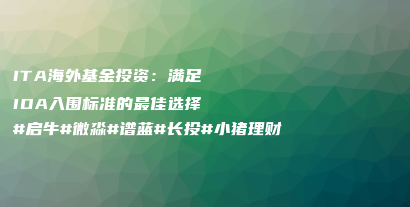 ITA海外基金投资：满足IDA入围标准的最佳选择#启牛#微淼#谱蓝#长投#小猪理财插图