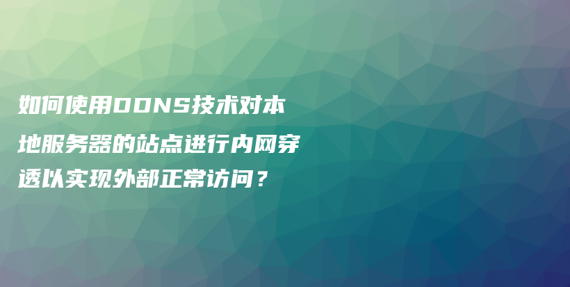 如何使用DDNS技术对本地服务器的站点进行内网穿透以实现外部正常访问？插图