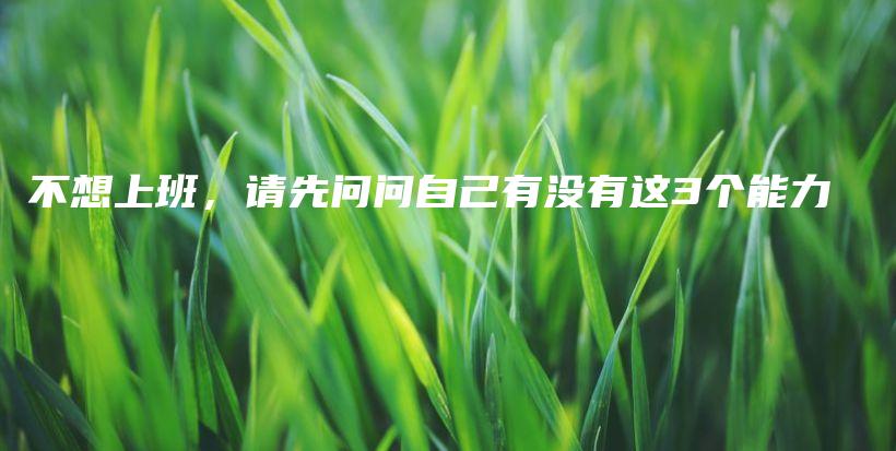 不想上班,请先问问自己有没有这3个能力插图 不想上班,请先问问自己有没有这3个能力插图