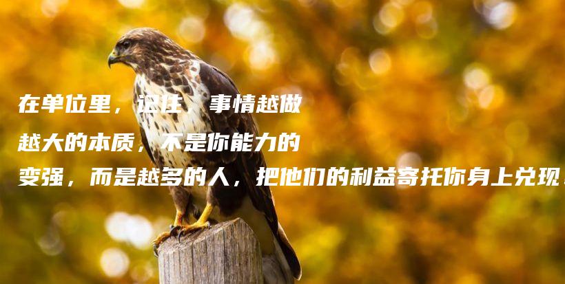 在单位里，记住，事情越做越大的本质，不是你能力的变强，而是越多的人，把他们的利益寄托你身上兑现！插图