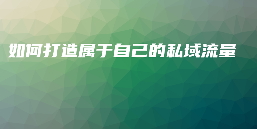 如何打造属于自己的私域流量插图