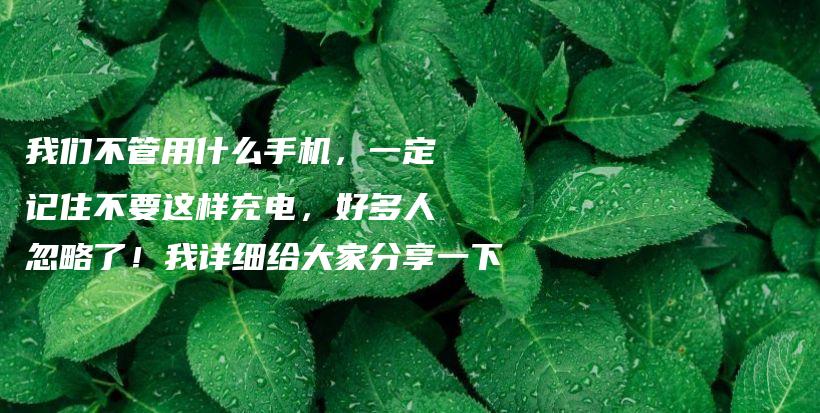 我们不管用什么手机，一定记住不要这样充电，好多人忽略了！我详细给大家分享一下插图